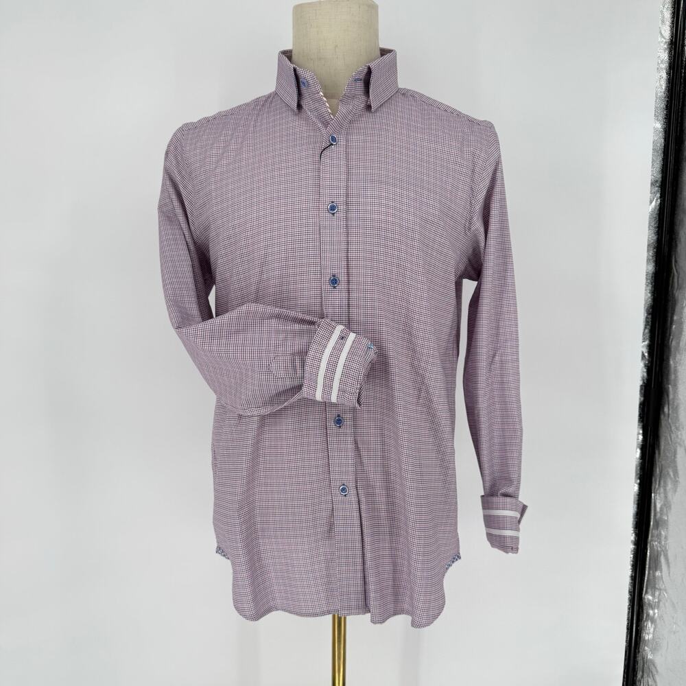 Robert Graham Woven Button Front Long Sleeve Shirt TABANO Red White Blue M
